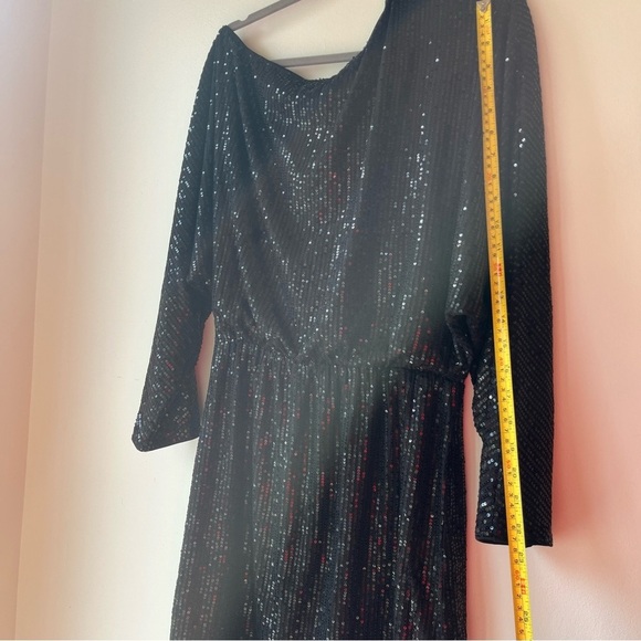 SHEIN BAE Sequin Mini Dress L Batwing Off the Shoulder Party Dress NWT Holiday - Picture 8 of 12